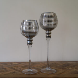 Set of 2 Silver Candle Holders