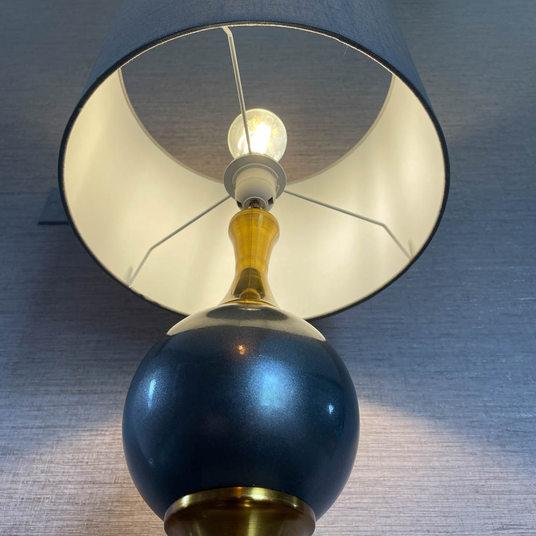 Grey and Gold Ball Lamp with Shade - Charlotte's Interiors