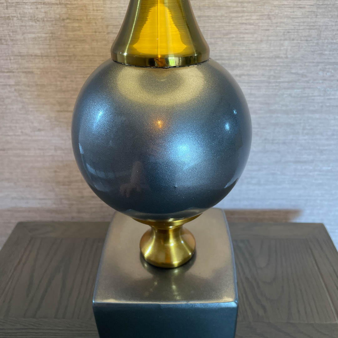 Grey and Gold Ball Lamp with Shade - Charlotte's Interiors